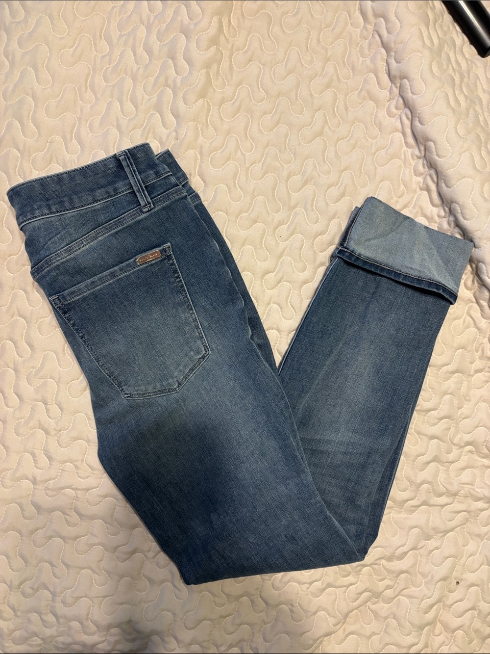 White House Black Market Blue Cropped Denim jeans with Rhinestones